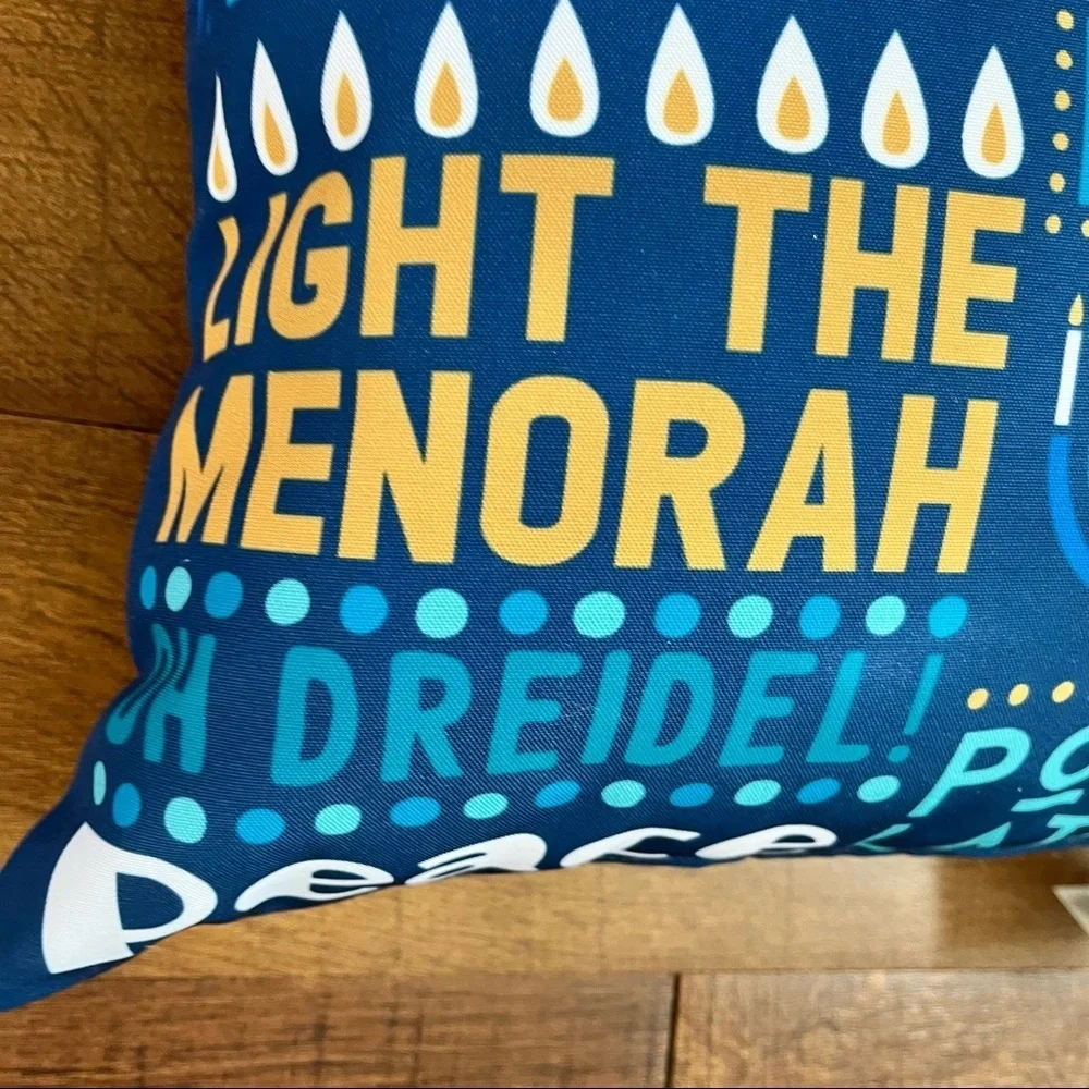 2 brand new Hanukkah pillows “light the menorah” 18”x18” decor 8 nights